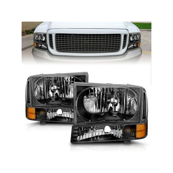 Headlight Set - Compatible with 1999 - 2004 Ford F-350 Super Duty 2000 2001 2002 2003