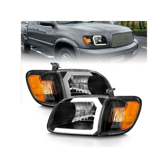 Headlight Set - Compatible with 2000 - 2004 Toyota Tundra 2001 2002 2003
