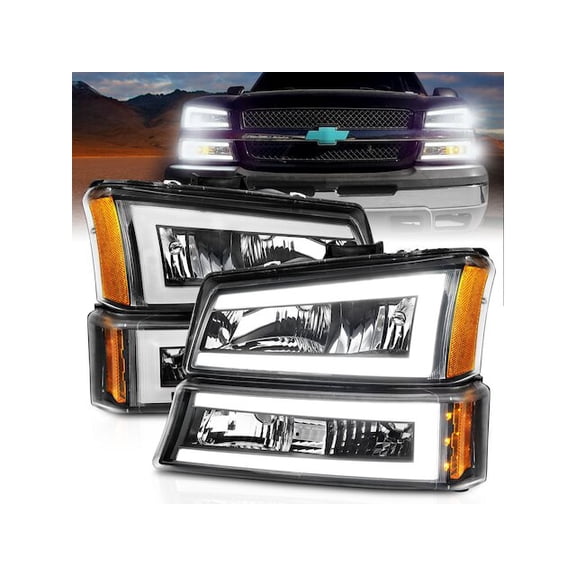 Headlight Set - Compatible with 2003 - 2006 Chevy Silverado 2500 HD 2004 2005