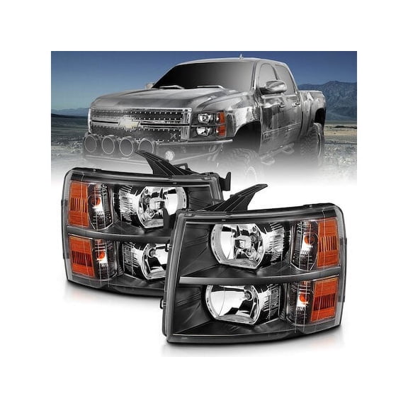 Headlight Set - Compatible with 2007 - 2013 Chevy Silverado 1500 2008 2009 2010 2011 2012