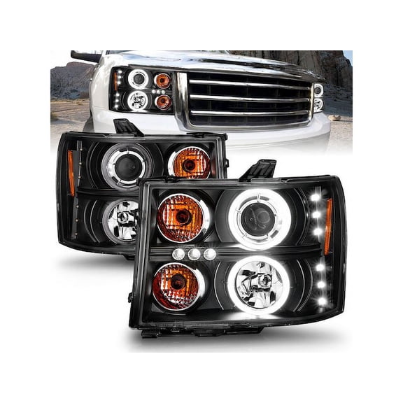 Headlight Set - Compatible with 2007 - 2013 GMC Sierra 1500 2008 2009 2010 2011 2012