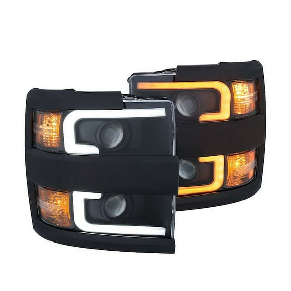 Headlight Set - Compatible with 2015 - 2019 Chevy Silverado 3500 HD 2016 2017 2018