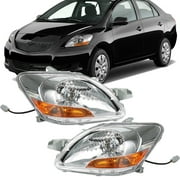 Headlight Set Fit For 2007-2011 Toyota Yaris Sedan Left and Right Side Pair