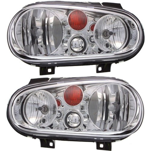 Headlight Set For 2002-2005 Volkswagen Golf Left and Right With Bulb 2Pc