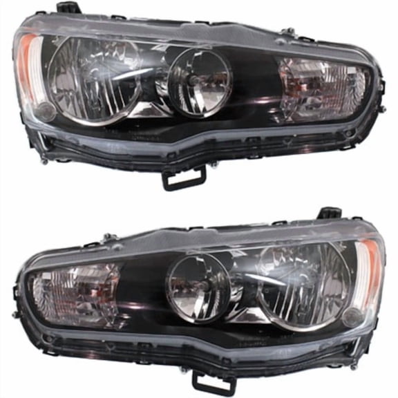 Headlight Set For 2009-2017 Mitsubishi Lancer Left and Right With Bulb 2Pc