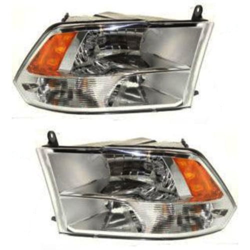Headlight Set For 2011-12 Ram 1500 Driver and Passenger Side with Quad Lamps