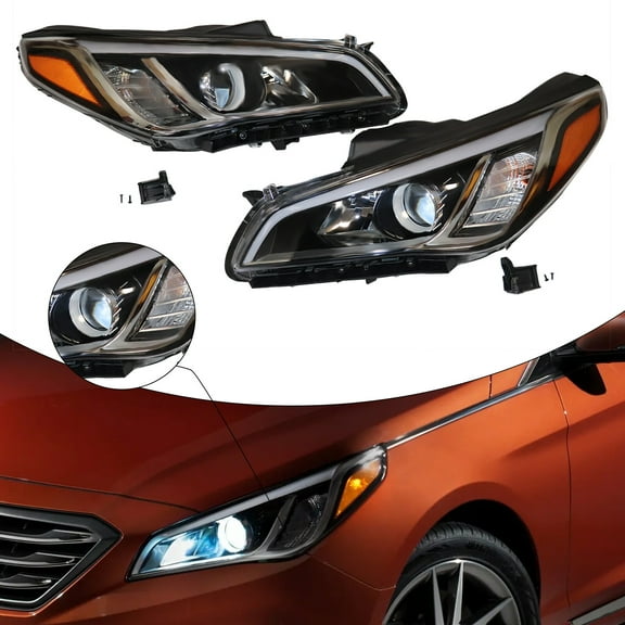 Headlight Set For 2015-2017 Hyundai Sonata Left and Right 2Pc Headlamps