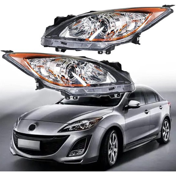 Headlight Set Left & Right Pair Headlamp For 2010 2011 2012 2013 Mazda 3 Halogen