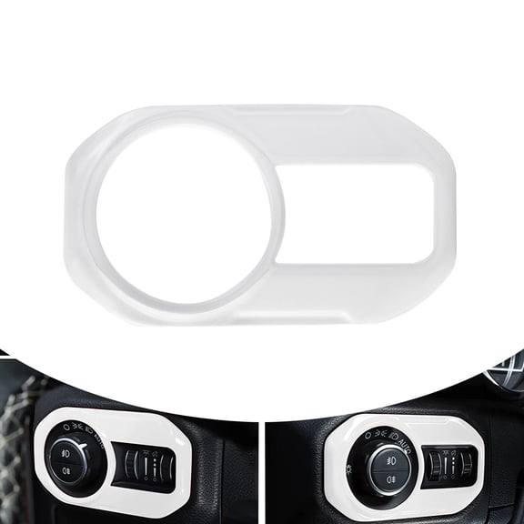 Headlight Switch Button Trim Cover, Lamp Switch Cover, Trim Stickers, Car Decoration Interior Accessories, Compatible with J-e-e-p Wrangler JL 2018-2021(Carbon Fiber Texture,White)