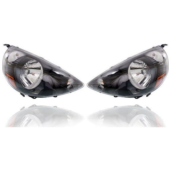 Headlight - TYC Compatible/Replacement for '07-08 Honda Fit - Night Hawk Black (Code B92P) - Pair, Left Driver + Right Passenger Set - 33101SLNA01ZC, 33151SLNA01ZC