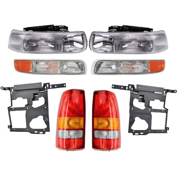Headlight Tail Light Parking Light Kit 8 Piece - Compatible with 2001 - 2002 Chevy Silverado 1500 HD