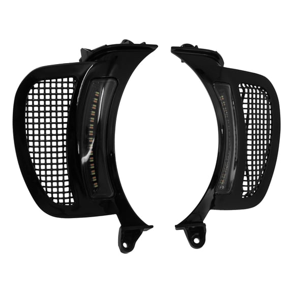 Headlight Vent Accent LED Light w/ Black Grille Fit For Harley Road Glide 15-23