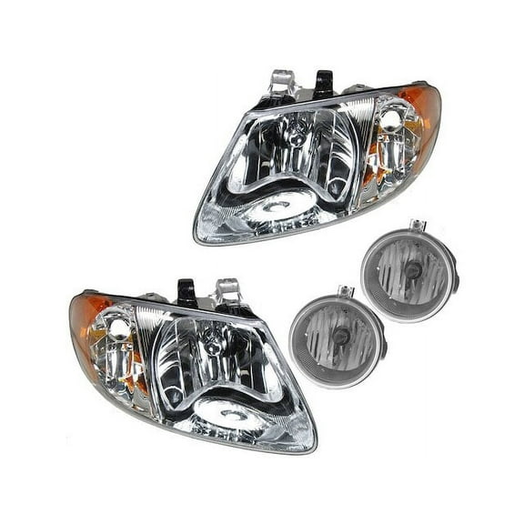 Headlight and Fog Light Kit 4 Piece - Compatible with 2005 - 2007 Chrysler Town & Country 2006