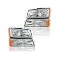 thumbnail image 1 of Headlight and Turn Signal Light Assembly - Set of 2 - with Chrome Bezel - Compatible with 2003 - 2006 Chevy Silverado 1500 2004 2005, 1 of 2