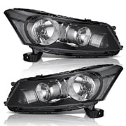 Headlight for 2008-2012 Honda Accord 4Dr Sedan Headlamp Replacement for 08-12 Honda Accord Headlights Assembly Black Housing Clear Reflector