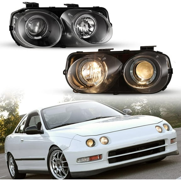 Headlights for 1994-1997 Acura Integra Head Lights Assembly LED Projector DRL Replacement Turn Signal Lights High Low Beam 1 Pair (Matte Black Housing/Clear Lens)