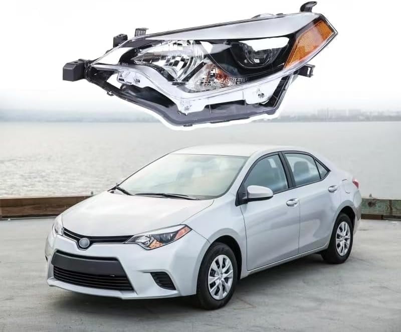 HOUGEET Headlights Assembly Fit for 2014 2015 2016 Toyota Corolla Base/CE/C/LE Eco/LE/L/S Plus/S/Special Edition Sedan 4-Door Headlamps Clear Lens (Driver Side)