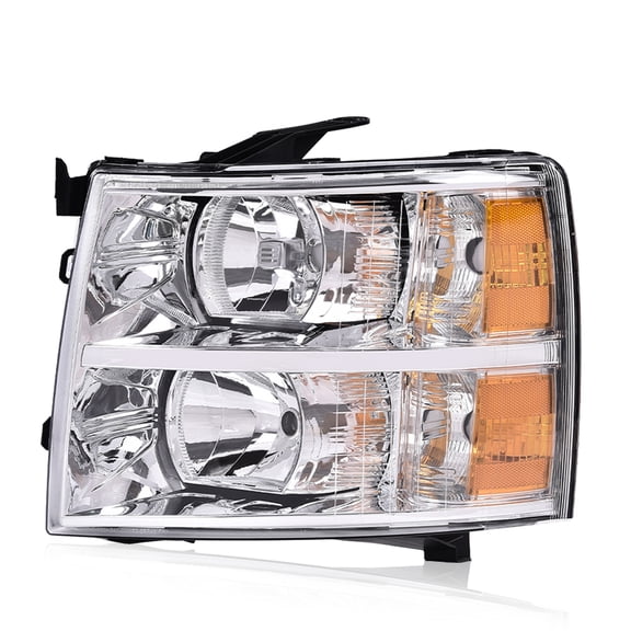 Headlights Assembly Fit for Chevy Silverado 2007-2013/Fit Chevy Silverado 2500 3500 & HD 07-14 Headlamp Left Driver Clear Lens Chrome Housing Amber ReflectorBumper Headlamps faros delanteros