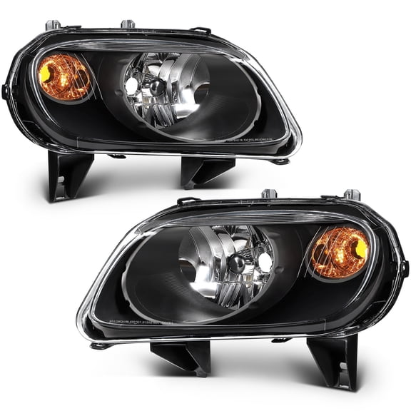 Headlights Assembly Pair For 2011-2006 Chevy HHR Black Housing w/Reflector