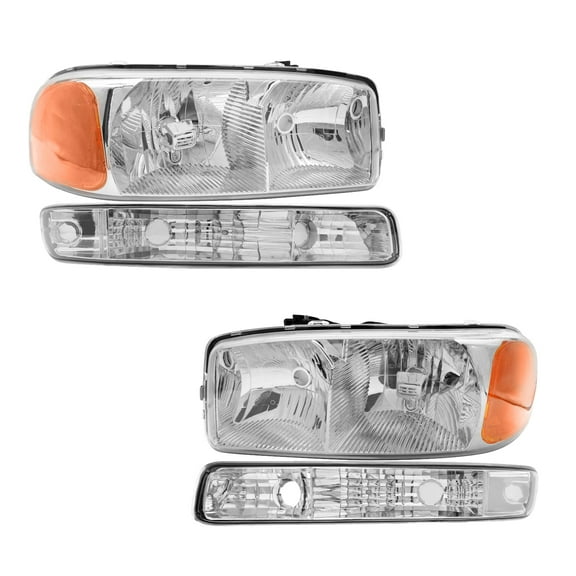 Headlights Assembly Turn Signal Lamp for 1999-2006 GMC Sierra 1500 Without bulb(s) Headlight Assembly Pair Faros Delanteros 12V