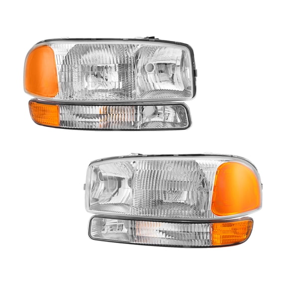 Headlights Assembly Turn Signal Lamp for 2001-2006 GMC Sierra 3500 Without bulb(s) Headlight Assembly Pair Faros Delanteros