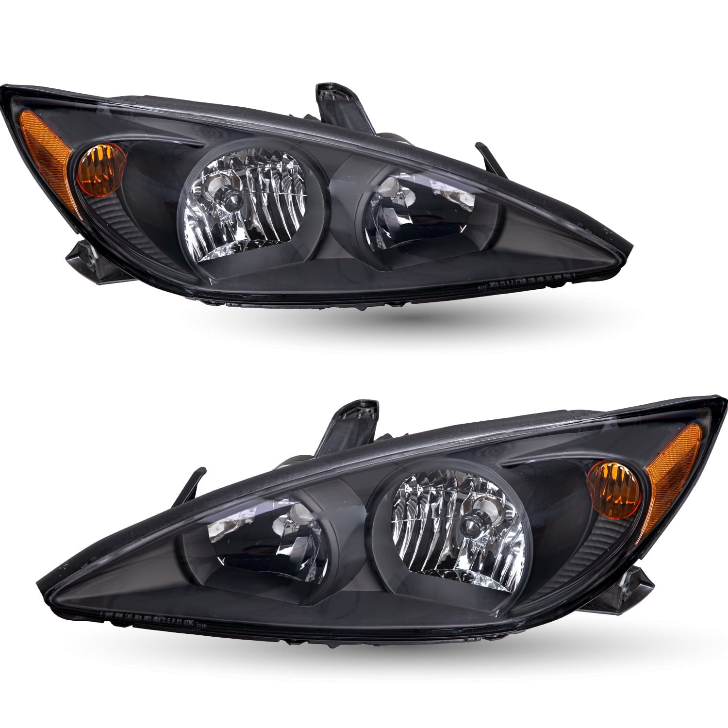 Headlights Assembly for 2002 2003 2004 Toyota Camry Sedan LE SE XLE Black Amber
