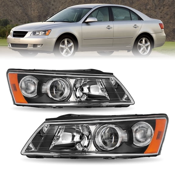 Headlights Assembly for 2006 2007 2008 Hyundai Sonata Headlamps Left+Right Pairs