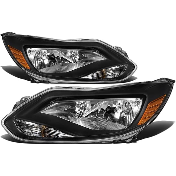 Headlights Black/Amber Side Turn Corner Headlamp Compatible with 12-14 Fd Focus Mkiii 1P