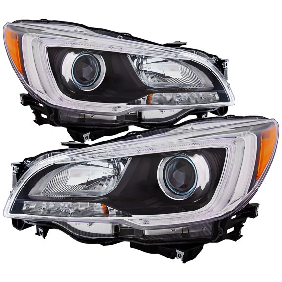 Headlights Black Housing CAPA Left Right Pair Fits 15-17 Subaru Legacy/Outback