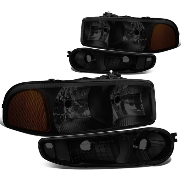 Headlights +Bumper Lamp Tinted/Amber for 2001-2007 GMC Sierra/Yukon Denali Driving
