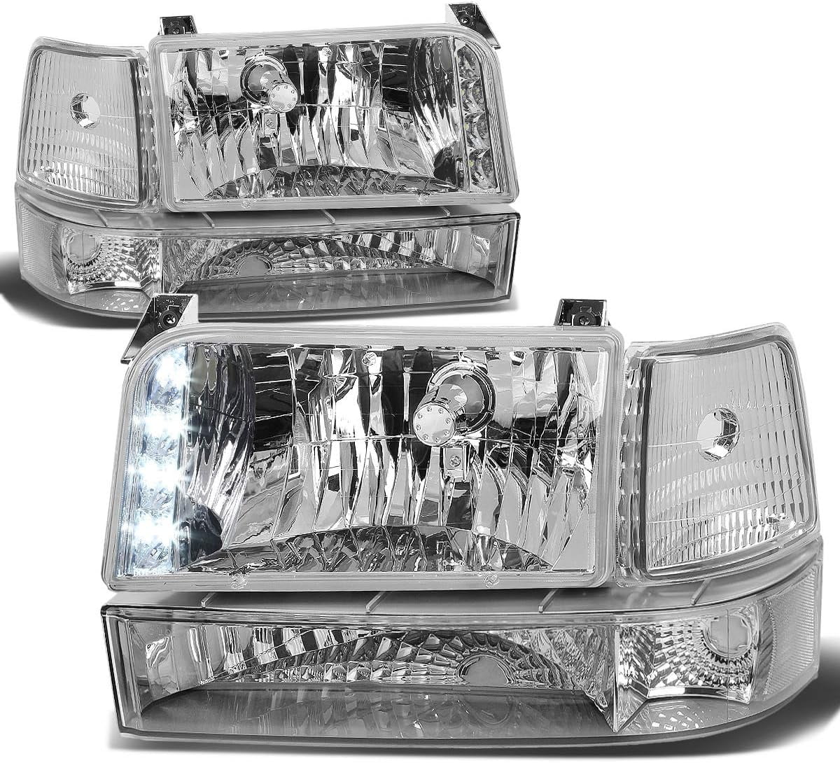 Headlghts Corner Sgnal Bumper Lamps Ft For 92-96 Ford F150 F250 F350