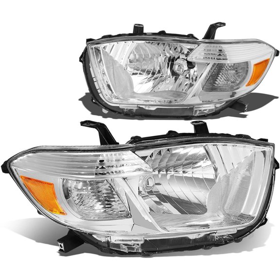 Headlights Chrome/Amber Side Corner Headlamp Head Lights for 08-10 Highlander Reflector