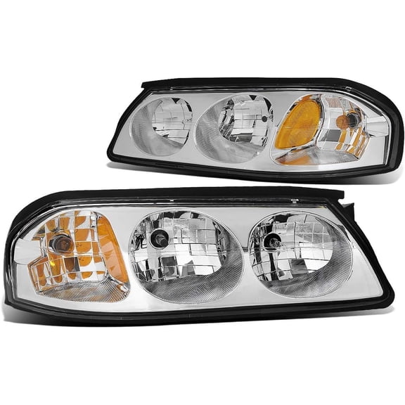 Headlights Chrome Housing Amber Corner Signal Compatible with 2000-2005 Chevy Impala LS SS