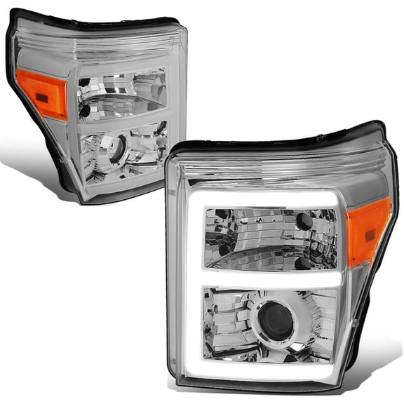 Headlights Chrome Housing Amber Side LED DRL Projector Compatible with 2011-2016 Super Duty