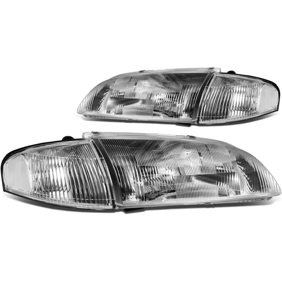 Headlights Chrome Housing W/Clear Corner Lamp Replacement for 1998-1999 Mazda 626