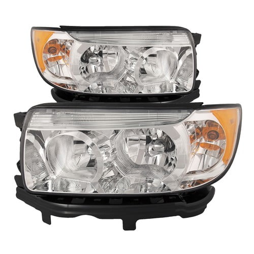 Headlights Chrome Set Fits 06-08 Subaru Forester 07-08 Forester Halogen