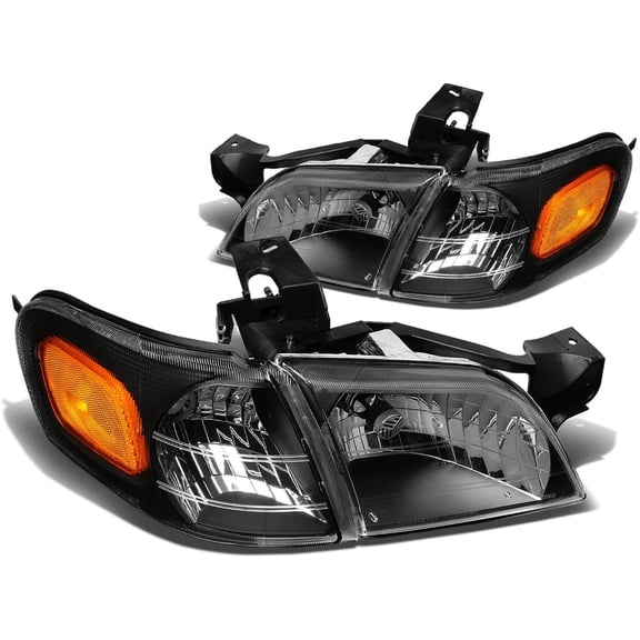 Headlights Euro Black Housing Amber Corner Lights for Chevy Venture 1997-2005