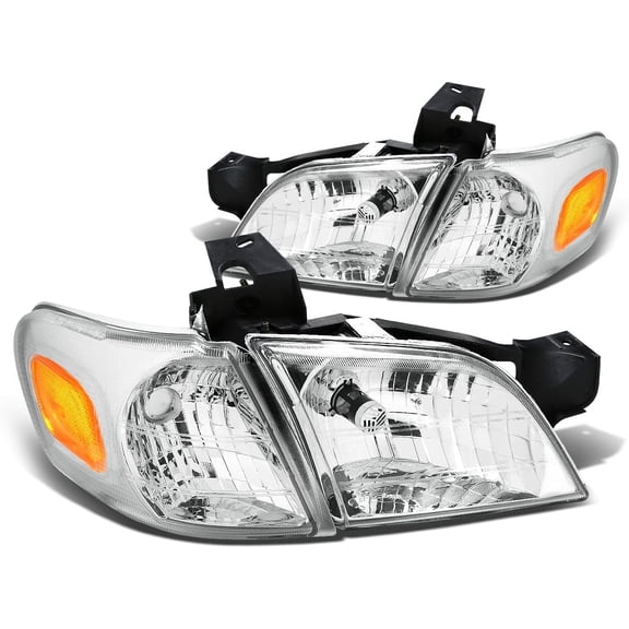 Headlights Euro Chrome Housing Amber Corner Lights for Chevy Venture 1997-2005