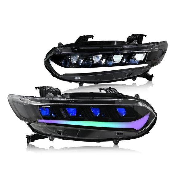 Headlights Fit For 10th Gen Accord 2018-2022 Sedan All Models Except 2022 Full Led Models, Headlamps w/Multicolor DRL w/Amber Sequential Turn Signal, No Need Bulbs Plug and Play