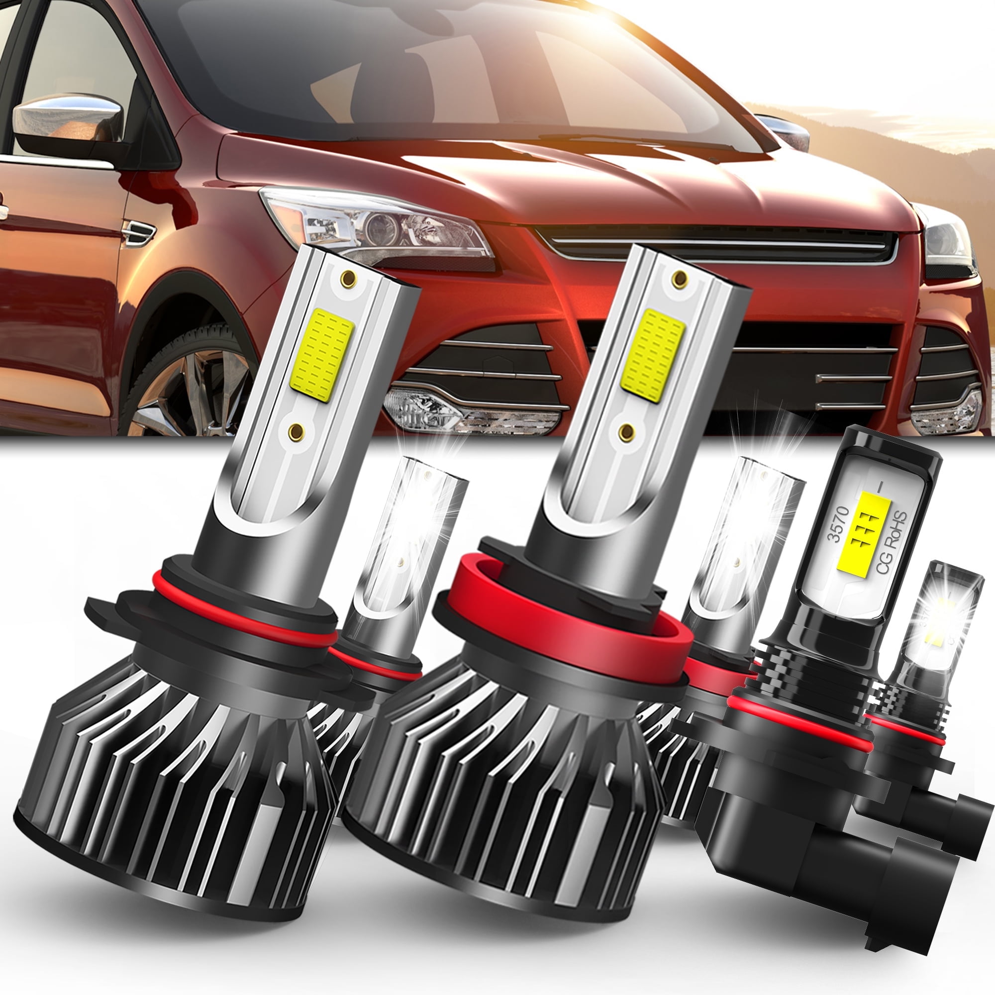 Headlights Fit For 2013-2016 Ford Escape LED Headlight Bulbs,9005/H10