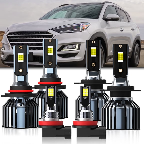 Headlights Fit For 2019-2021 Hyundai Tucson LED Headlight Bulbs,9005/HB3/H10 High Beam+ H7 Low Beam+ H11/H8/H9 Fog Light Combo,Plug And Play,Pack of 6 (Tucson 2019-2021)