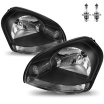 Headlights Fit For 2005-2009 Hyundai Tucson Halogen Black Pairs Headlamps Left & Right