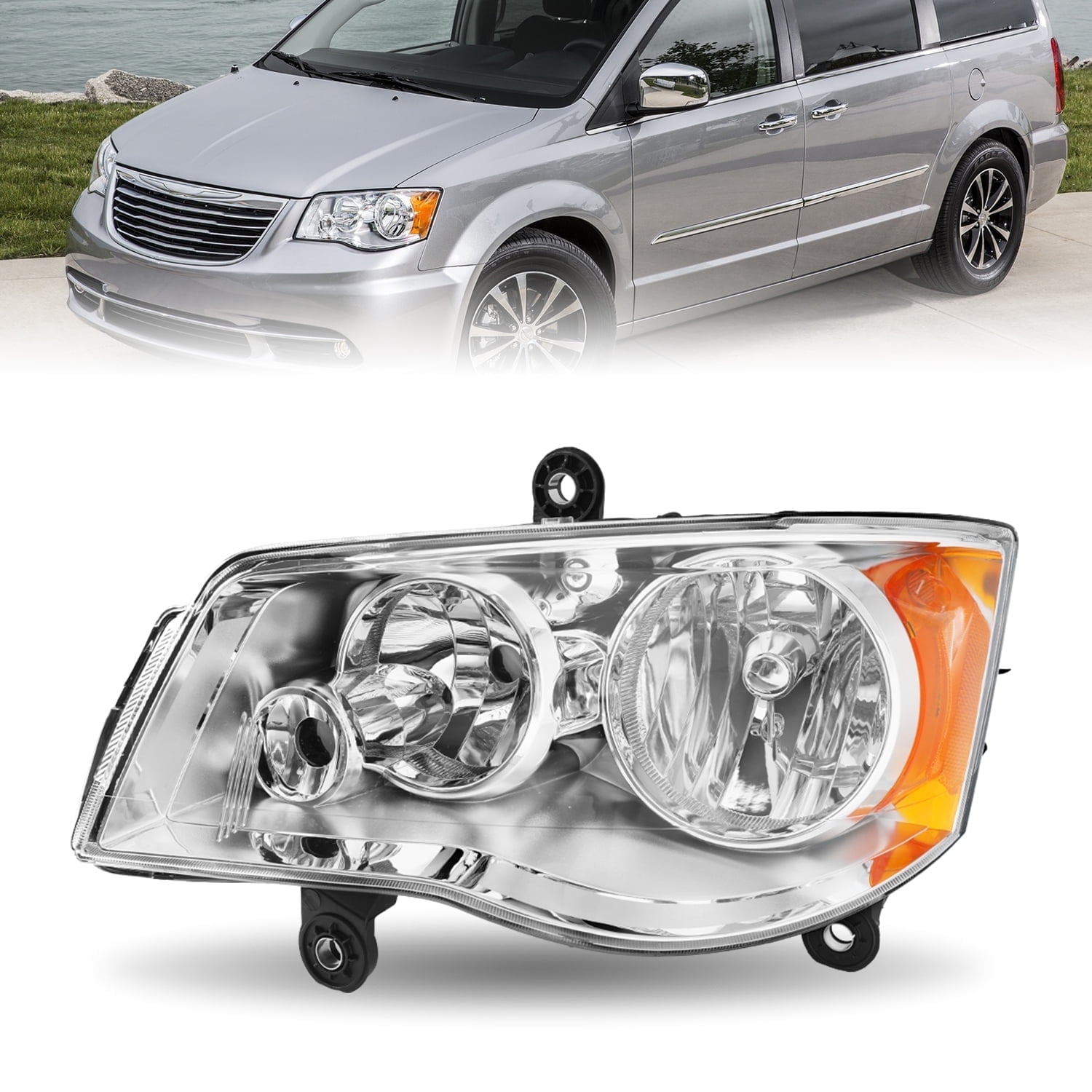 Faro Delantero Izquierdo (lado Conductor) Para Dodge Grand Caravan 2011-2020 Y Chrysler Town & Country 2008-2016 – Halogeno, Lente Clara