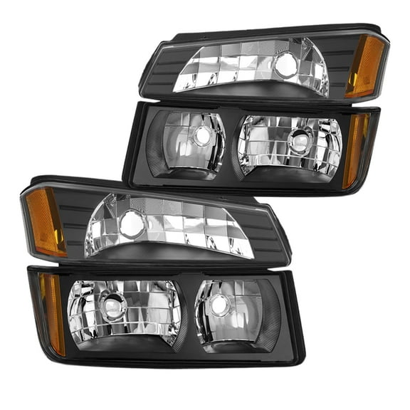 Headlights For 2002-2006 Black Housing Chevy Avalanche Body Cladding Bumper Lamp