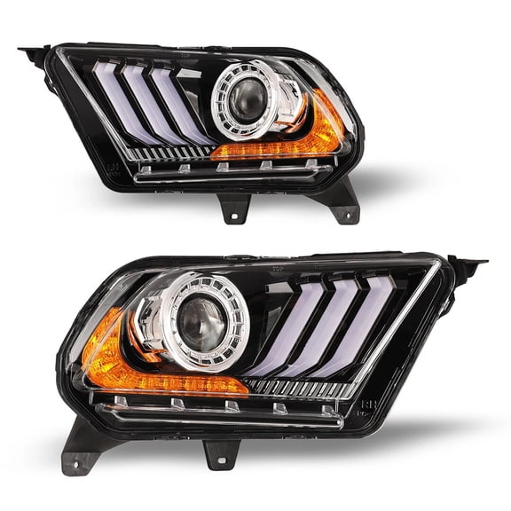 Headlights For 2010-2012 Ford Mustang LED Projector Sequential Turn Signal Lamps