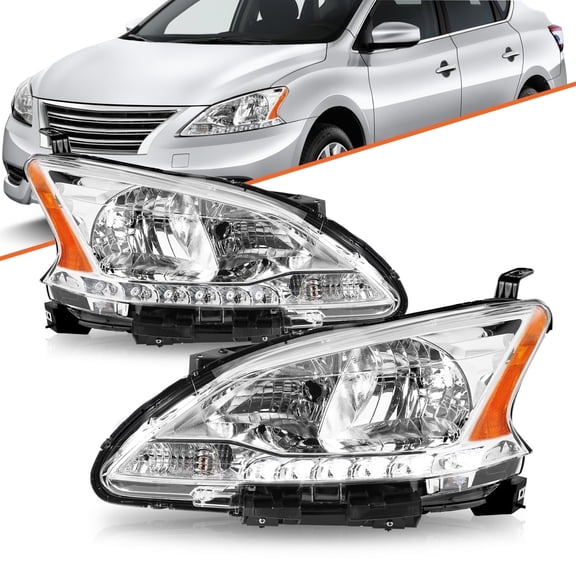 Bryght For 2013-2015 Nissan Sentra Halogen w/LED DRL Headlights Assembly Pair