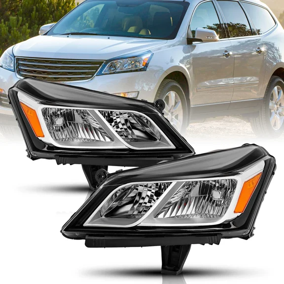 Headlights For 2013-2017 Chevy Traverse Chrome Factory Style Headlamps LH+RH Set