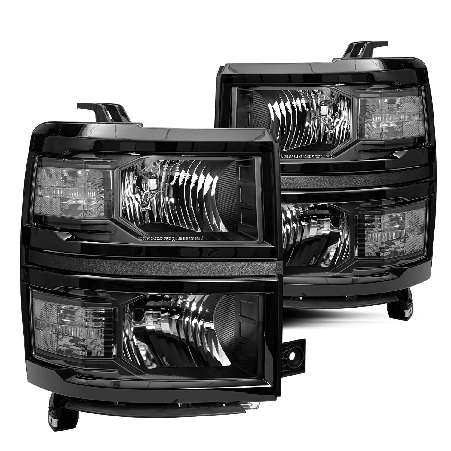 Black Housing Headlights LH &amp; RH For 2007-2013 Chevy Silverado 1500 2500HD