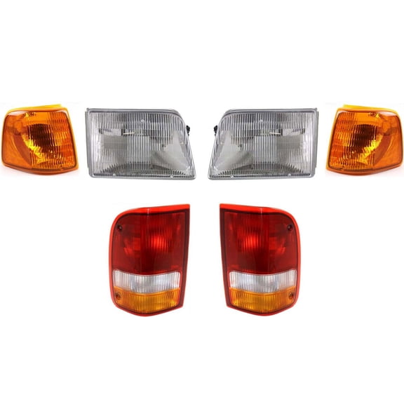 KarParts360 For Ford Ranger 1993 94 95 96 1997 Headlight Assembly Driver Side | With Bulbs | Replacement For FO2502119 | F37Z13008B
