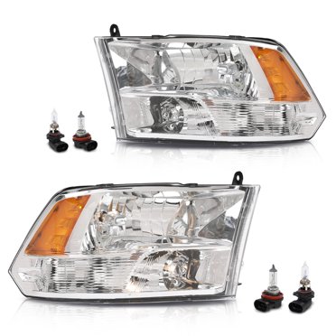 Black Headlight Pair For 2006-2008 Dodge Ram 1500 2500 3500 – Halogen, DOT/SAE, Clear Lens